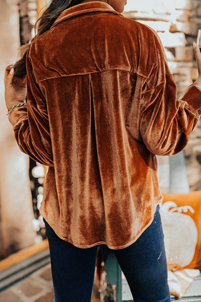 Tops casuales de cuello vuelto con parches sólidos