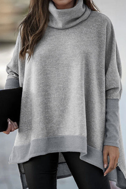 Tops casuales de cuello alto con parches sólidos (6 colores)
