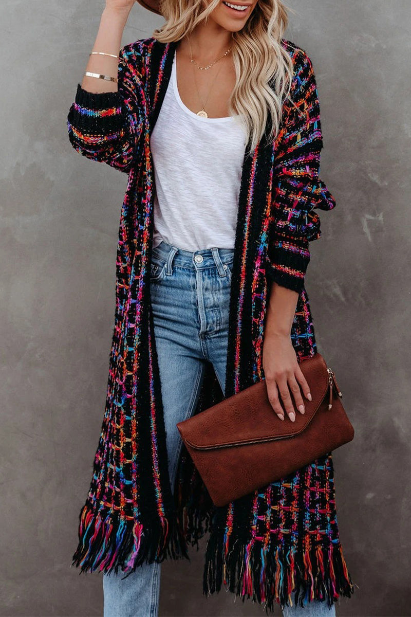 Dulces y elegantes tops con cuello de cárdigan con borlas