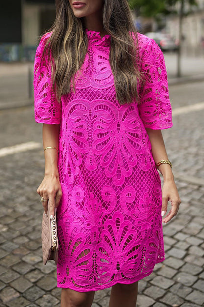 Elegante vestido de cuello alto con cremallera en color liso (4 colores)