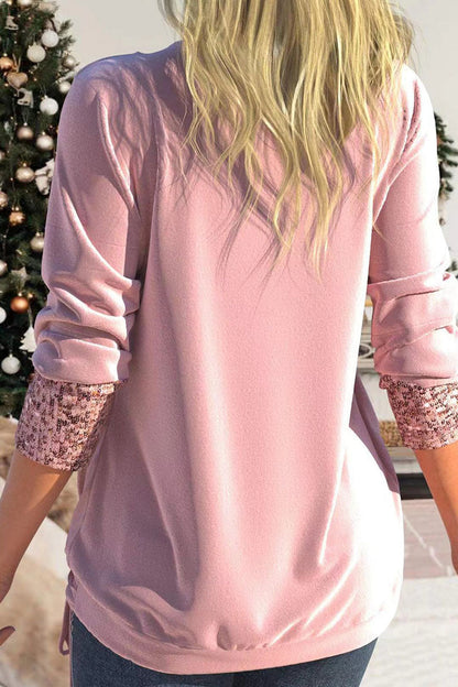 Blusa informal con cuello asimétrico y lentejuelas lisas (8 colores)