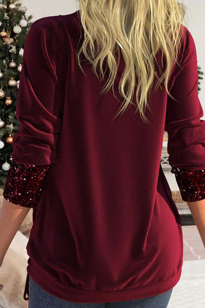Blusa informal con cuello asimétrico y lentejuelas lisas (8 colores)