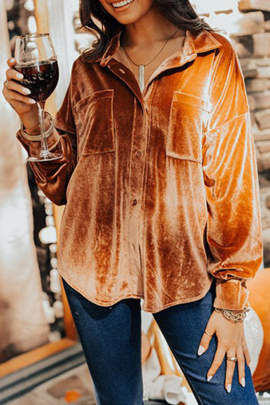 Tops de cuello vuelto de color liso con bolsillos de calle