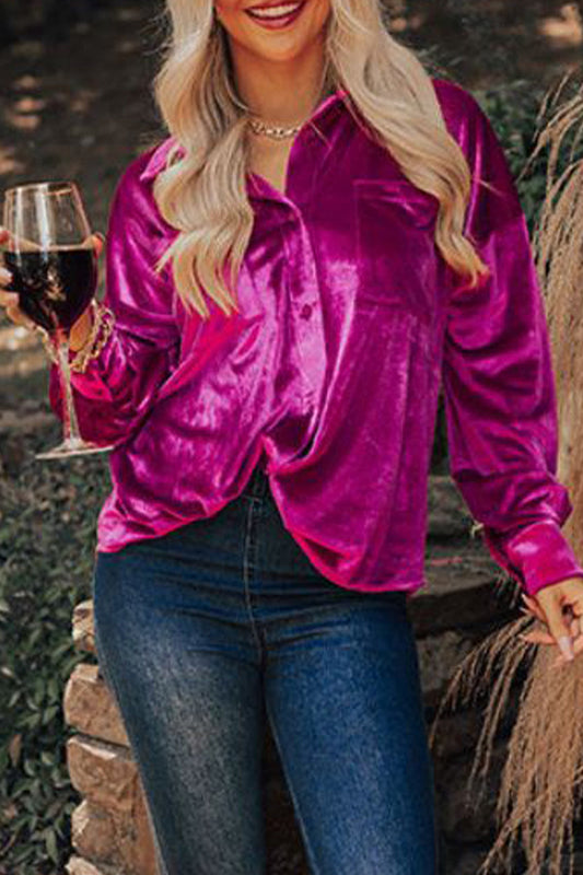 Tops de cuello vuelto de color liso con bolsillos de calle