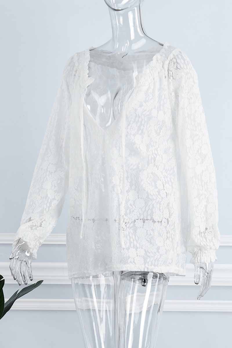 Blusa elegante de cuello en V con parches sólidos a la moda (4 colores)