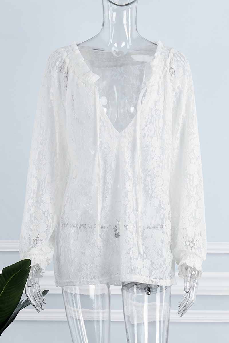 Blusa elegante de cuello en V con parches sólidos a la moda (4 colores)