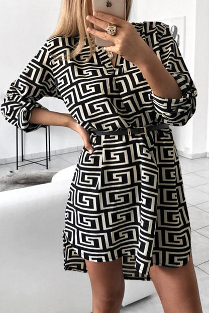 Elegante vestido irregular con cuello en V y estampado animal sin cinturón (6 colores)