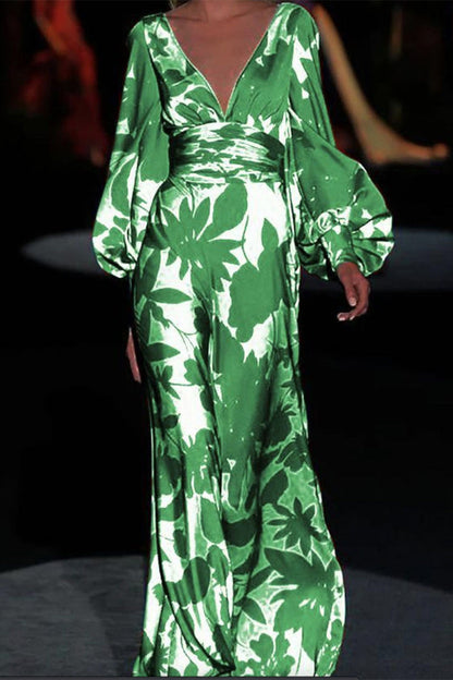 Elegante vestido con estampado de pastel y cuello en V (4 colores)
