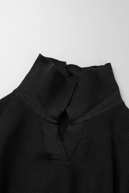 Conjunto informal de dos piezas con cuello vuelto, manga larga y frenillo liso (4 colores)