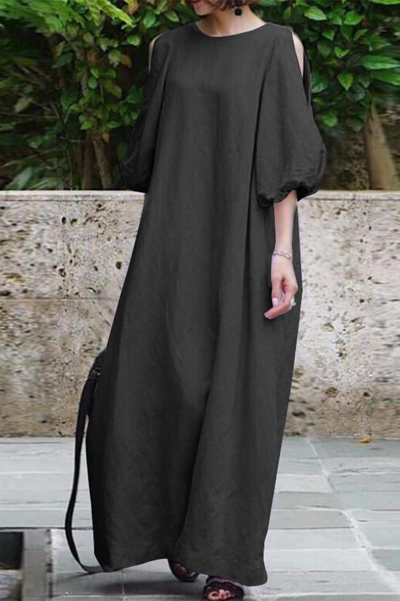 Vestidos casuales sencillos de cuello redondo (3 colores)