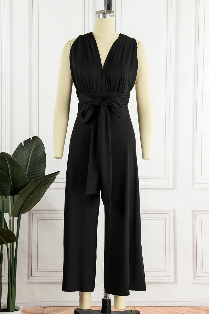Mono holgado con cuello halter y vendaje liso de calle (4 colores)