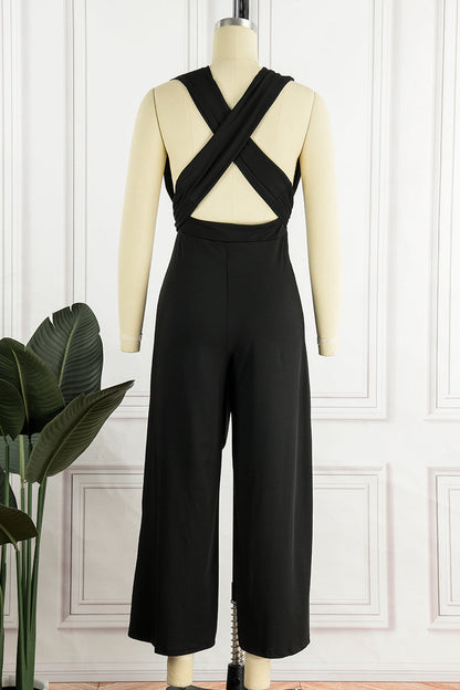 Mono holgado con cuello halter y vendaje liso de calle (4 colores)