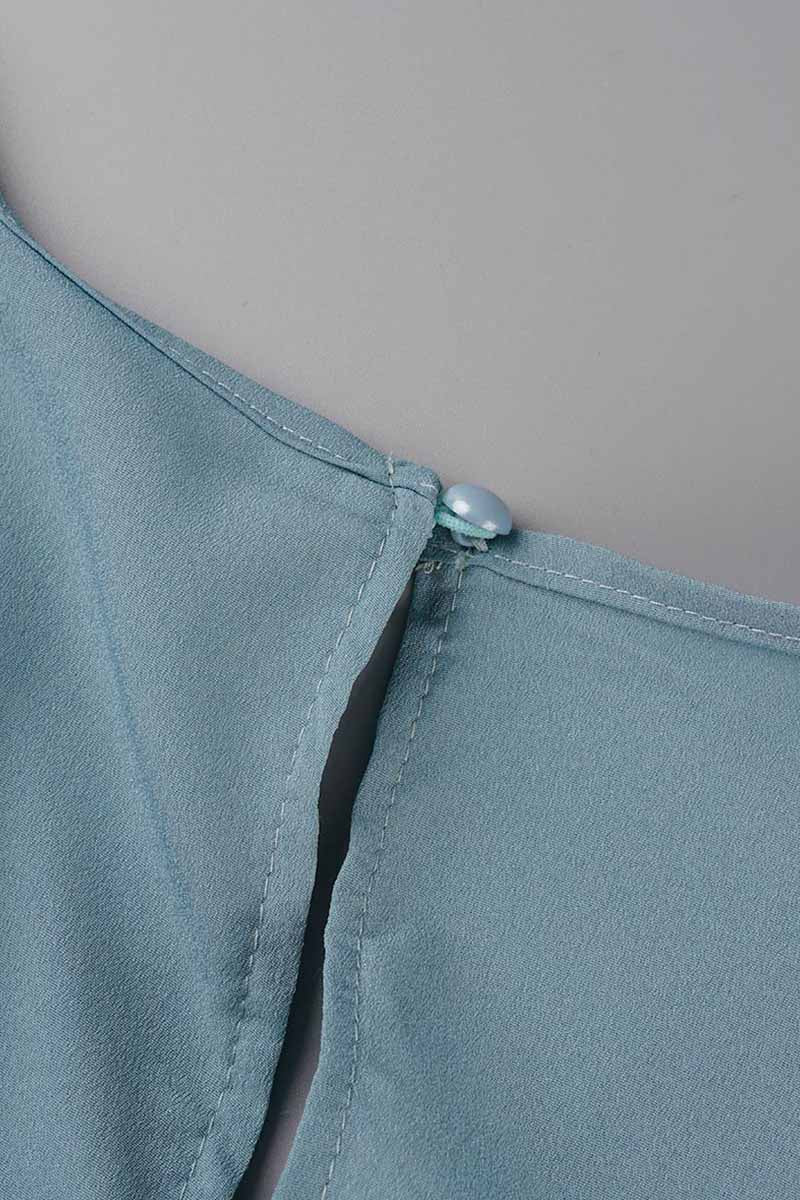 Mono holgado de moda urbana con escote en V, espalda descubierta y liso (3 colores)