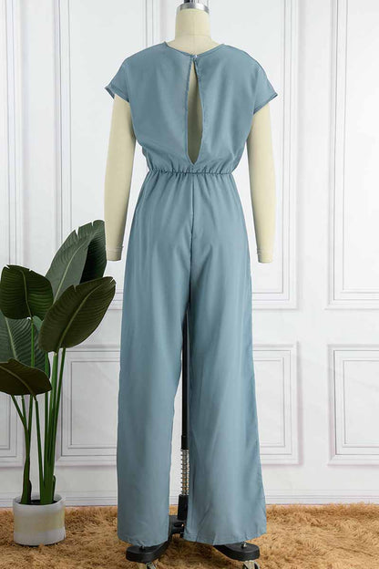 Mono holgado de moda urbana con escote en V, espalda descubierta y liso (3 colores)