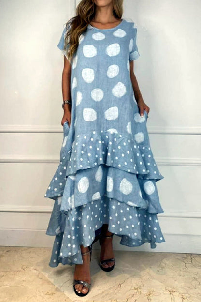 Vestido casual con estampado de patchwork de lunares (9 colores)