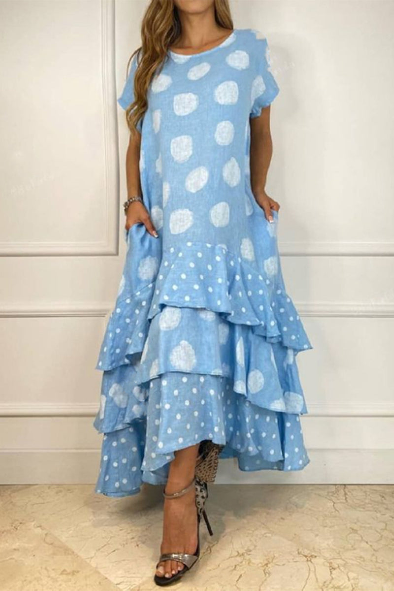 Vestido casual con estampado de patchwork de lunares (9 colores)