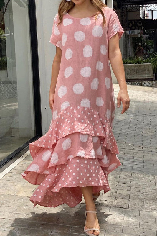 Vestido informal con estampado de patchwork de lunares (10 colores)