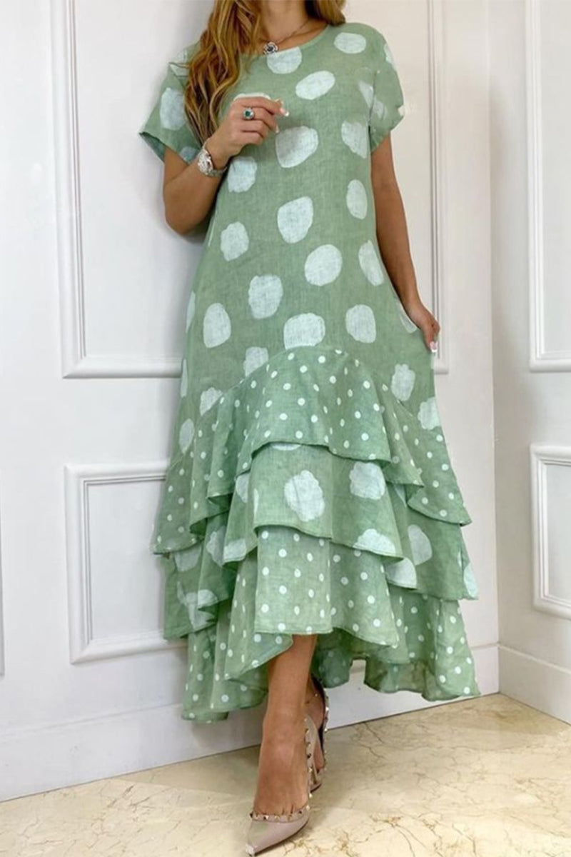 Vestido casual con estampado de patchwork de lunares (9 colores)
