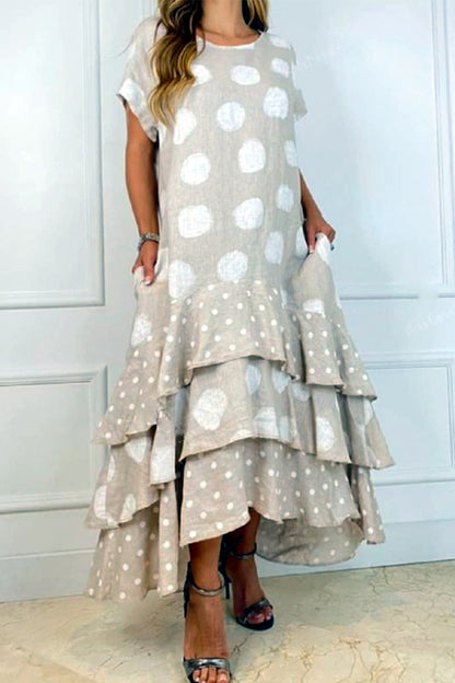 Vestido casual con estampado de patchwork de lunares (9 colores)