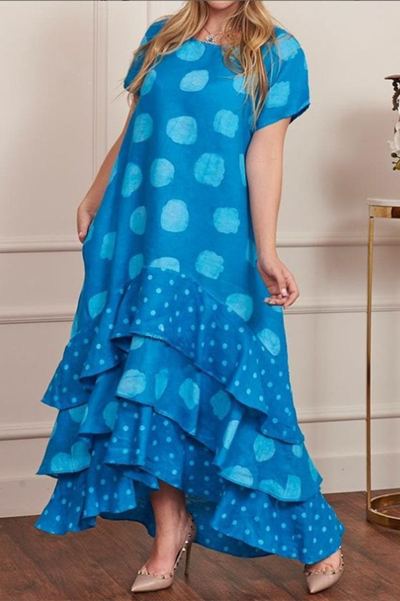 Vestido casual con estampado de patchwork de lunares (9 colores)