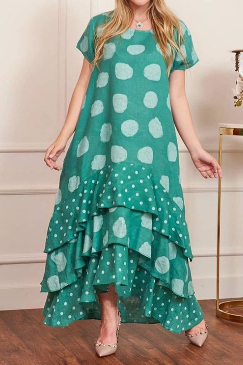Vestido casual con estampado de patchwork de lunares (9 colores)