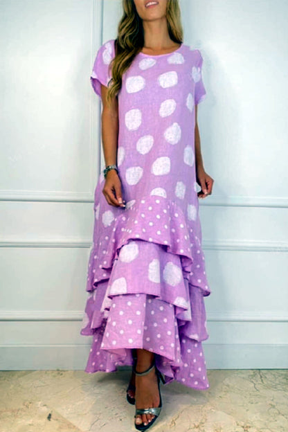Vestido casual con estampado de patchwork de lunares (9 colores)