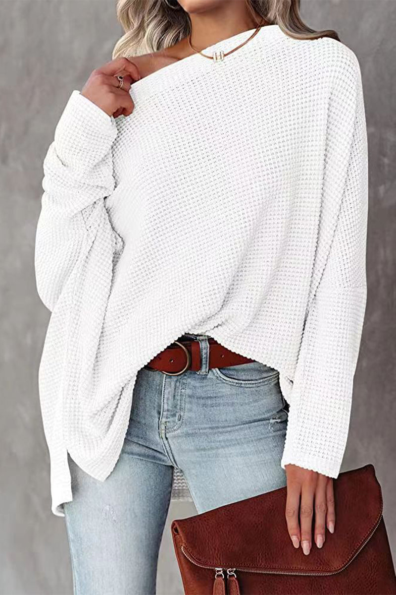 Tops casuales de cuello oblicuo de color sólido