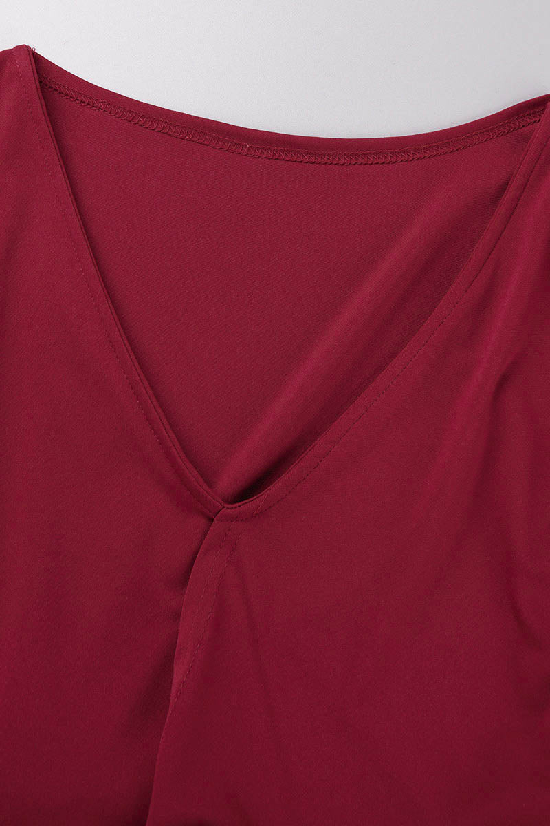 Elegante vestido de noche liso con abertura y escote en V (4 colores)