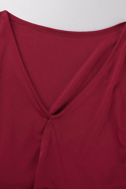 Elegante vestido de noche liso con abertura y escote en V (4 colores)