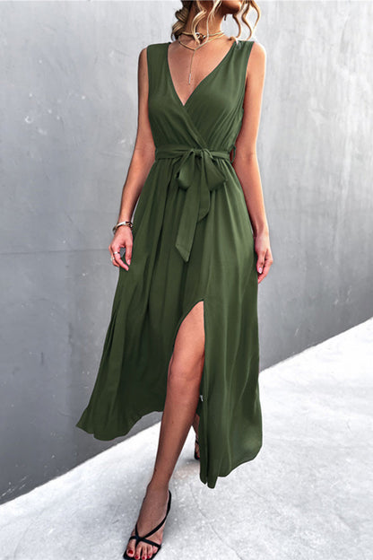 Vestidos sexis de una sola pieza con escote en V y abertura (5 colores)