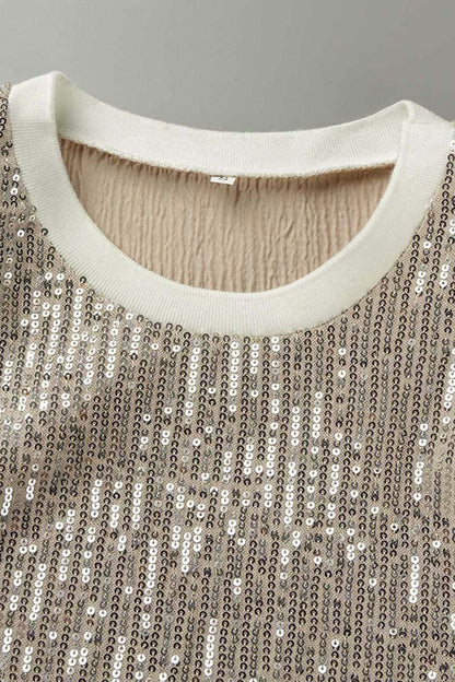 Tops sin mangas con cuello redondo y lentejuelas sólidas