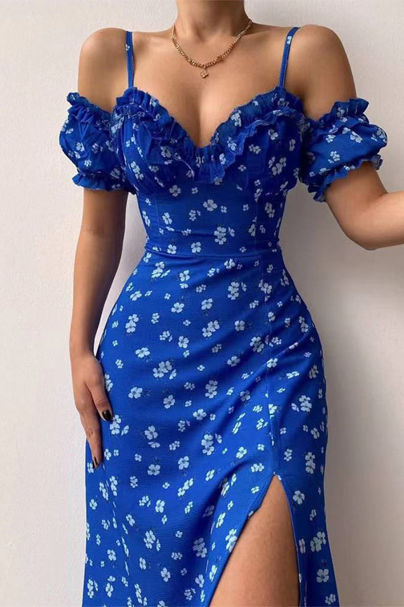 Vestidos elegantes con estampado asimétrico y hombros descubiertos (5 colores)