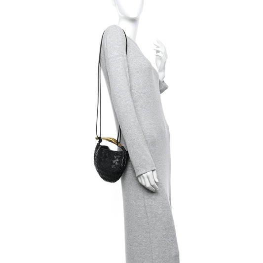 Nappa Intrecciato Mini Sardine Bag Black
