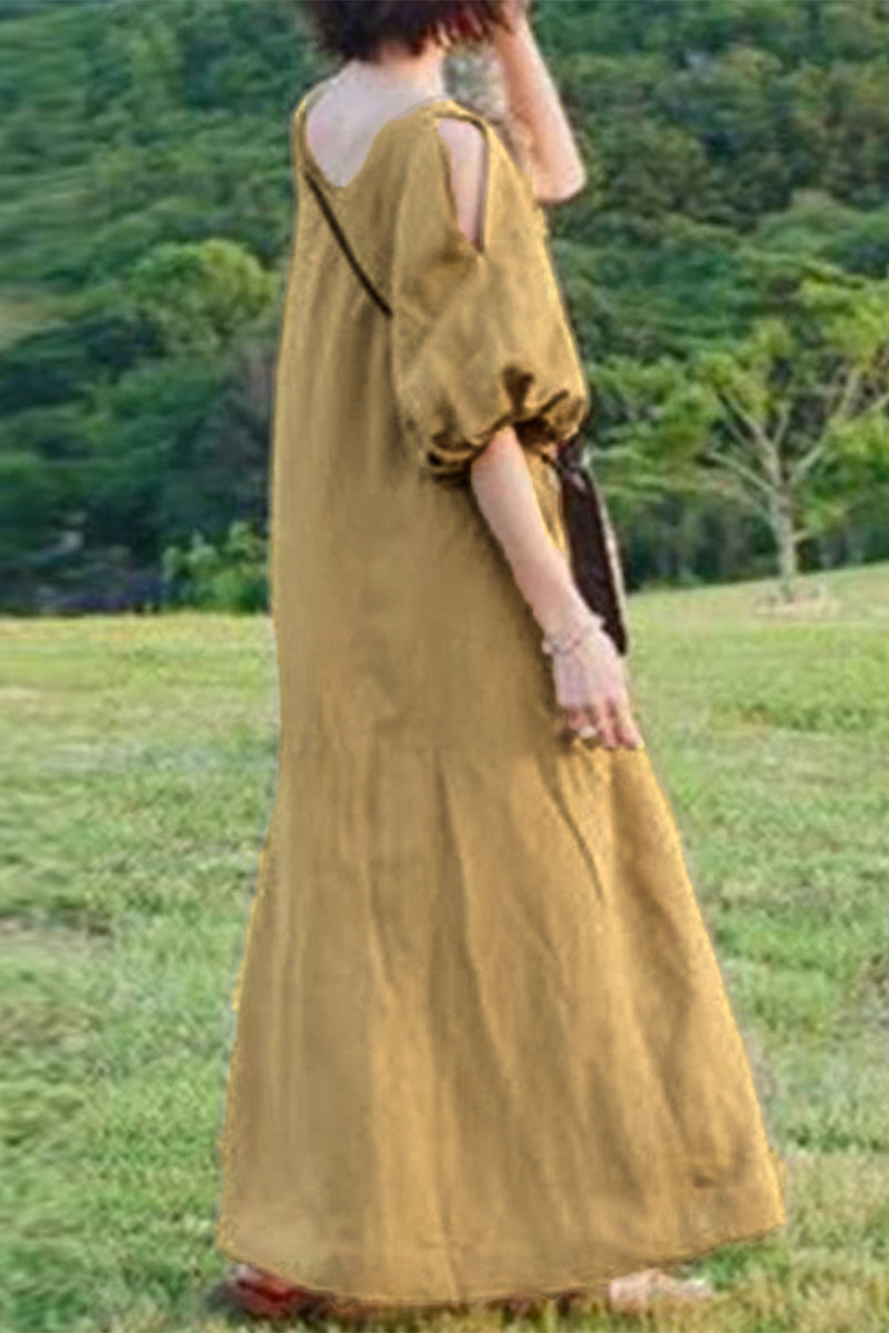 Vestidos casuales sencillos de cuello redondo (3 colores)