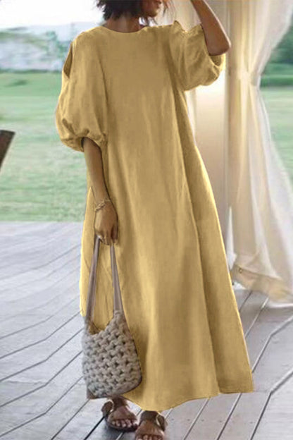 Vestidos casuales sencillos de cuello redondo (3 colores)