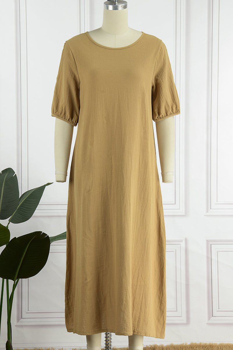 Vestidos casuales sencillos de cuello redondo (3 colores)