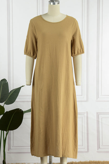 Vestidos casuales sencillos de cuello redondo (3 colores)