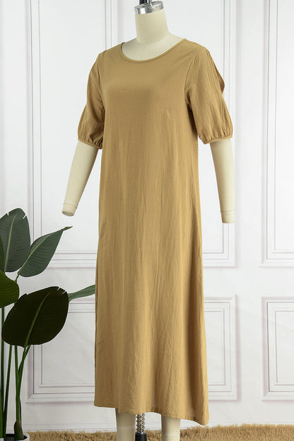 Vestidos casuales sencillos de cuello redondo (3 colores)