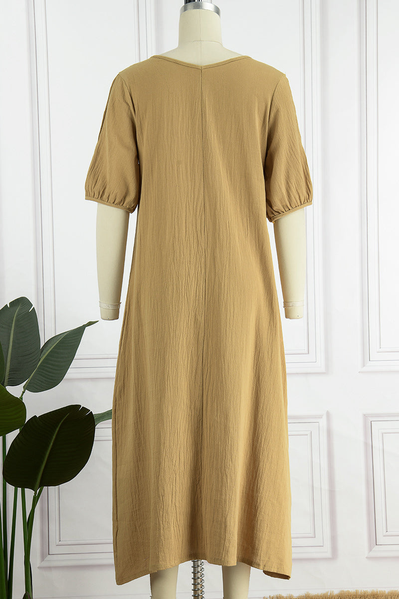 Vestidos casuales sencillos de cuello redondo (3 colores)