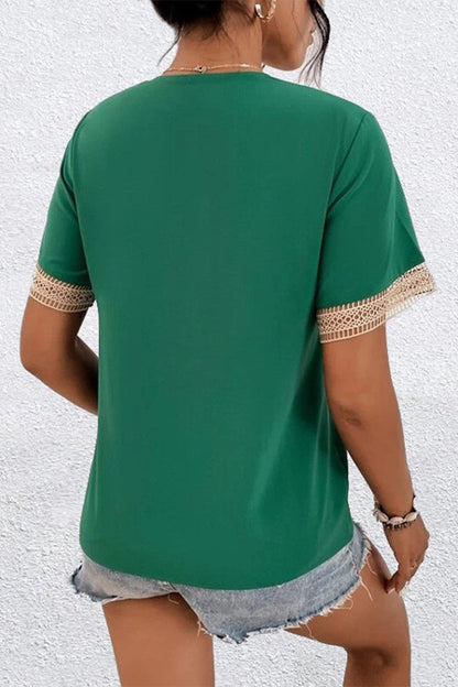 Tops casuales sencillos con cuello en V y parches lisos (8 colores)