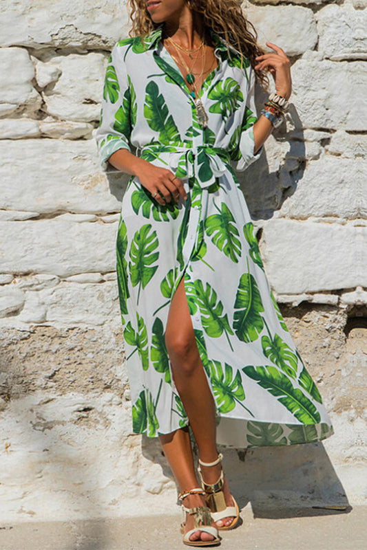 Vestidos elegantes de estilo británico con cuello vuelto y estampado en forma de A (4 colores)
