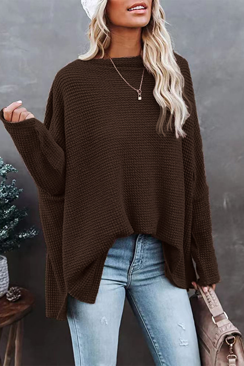 Suéteres casuales de cuello oblicuo de color liso (6 colores)