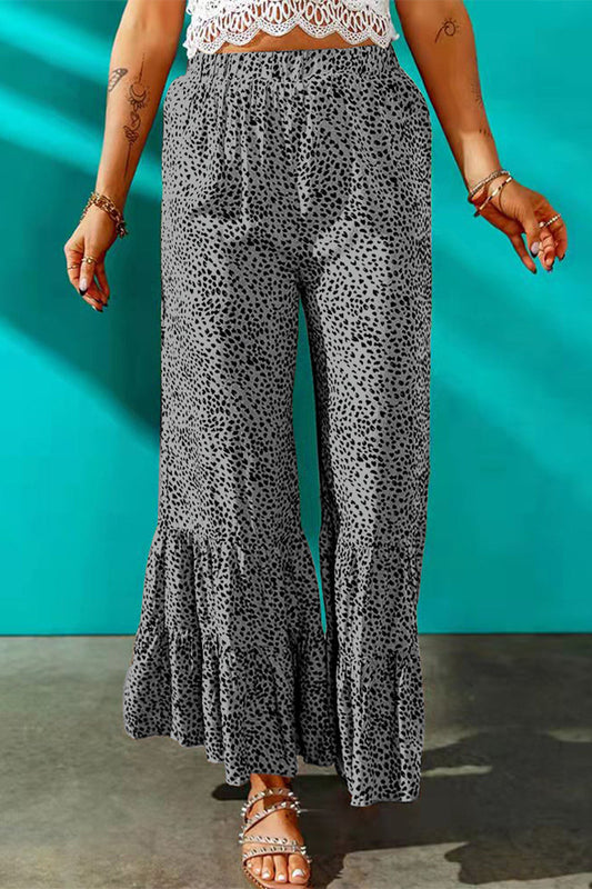 Pantalones holgados de cintura media y pierna ancha con estampado elegante (7 colores)
