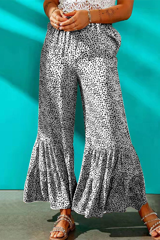 Pantalones holgados de cintura media y pierna ancha con estampado elegante (7 colores)