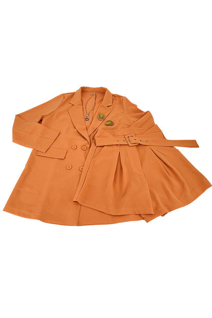 Conjunto informal sencillo de dos piezas con cuello vuelto, manga larga (5 colores)