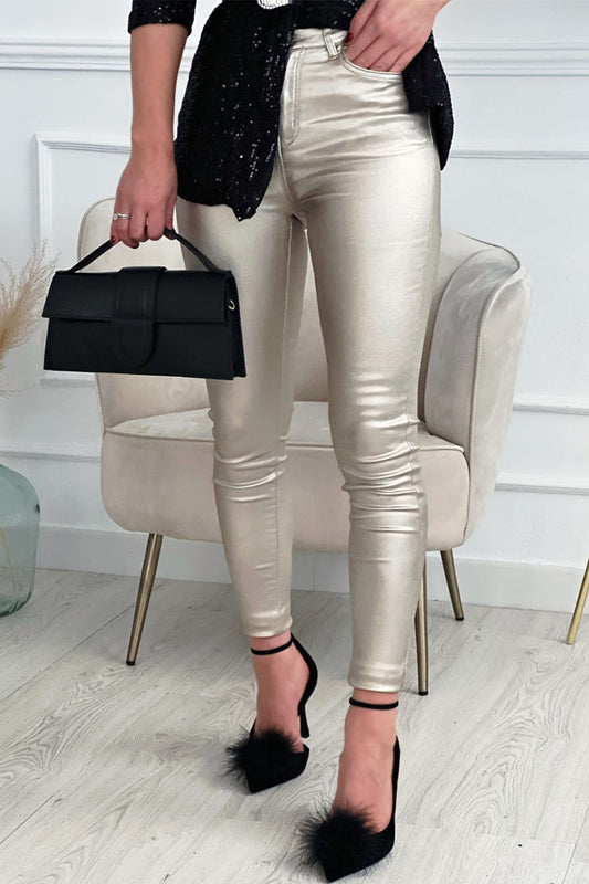 Pantalones casuales sencillos de color sólido, ajustados y de color sólido