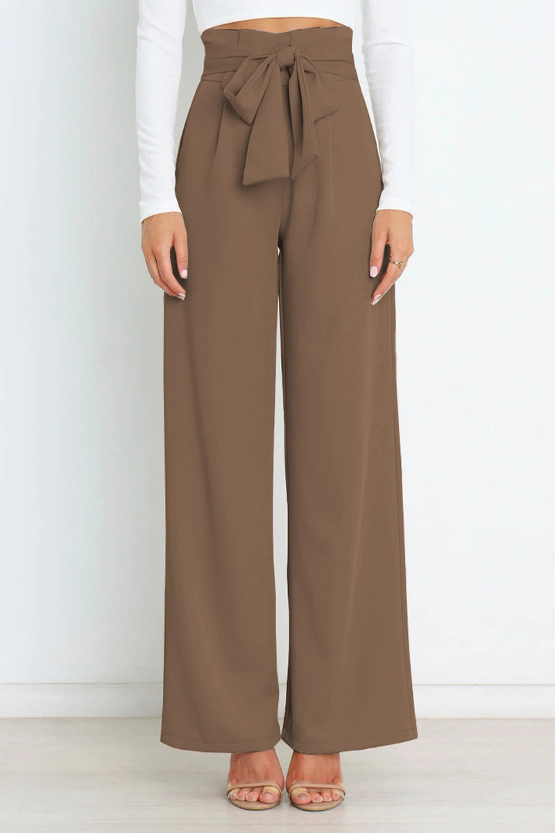 Pantalones de trabajo sencillos, lisos, con cinturón, sueltos, de cintura alta, rectos, de color liso (11 colores)