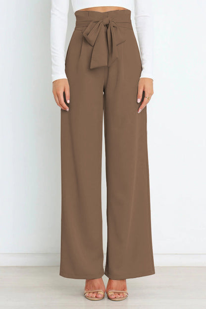 Pantalones de trabajo sencillos, lisos, con cinturón, sueltos, de cintura alta, rectos, de color liso (11 colores)