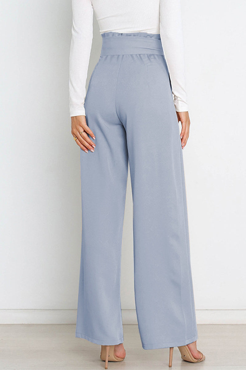 Pantalones de trabajo sencillos, lisos, con cinturón, sueltos, de cintura alta, rectos, de color liso (11 colores)