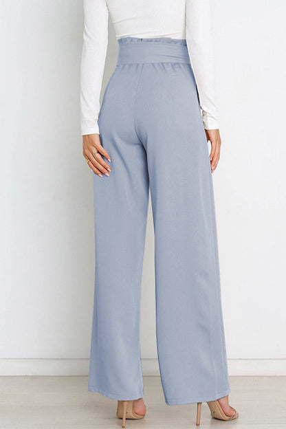 Pantalones de trabajo sencillos, lisos, con cinturón, sueltos, de cintura alta, rectos, de color liso (11 colores)